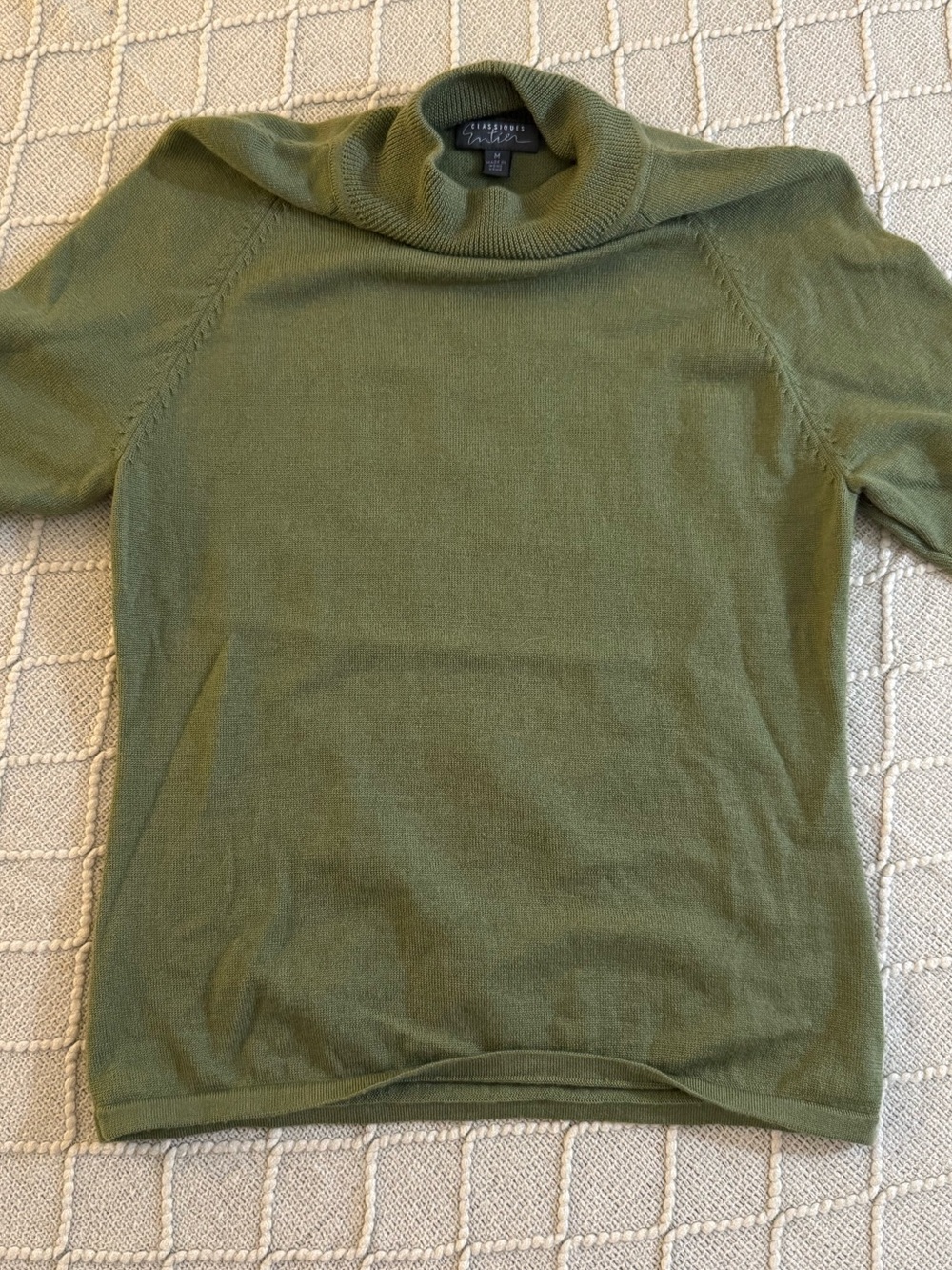 Classiques Entier 100% Merino Wool Olive Mock Neck Sweater M